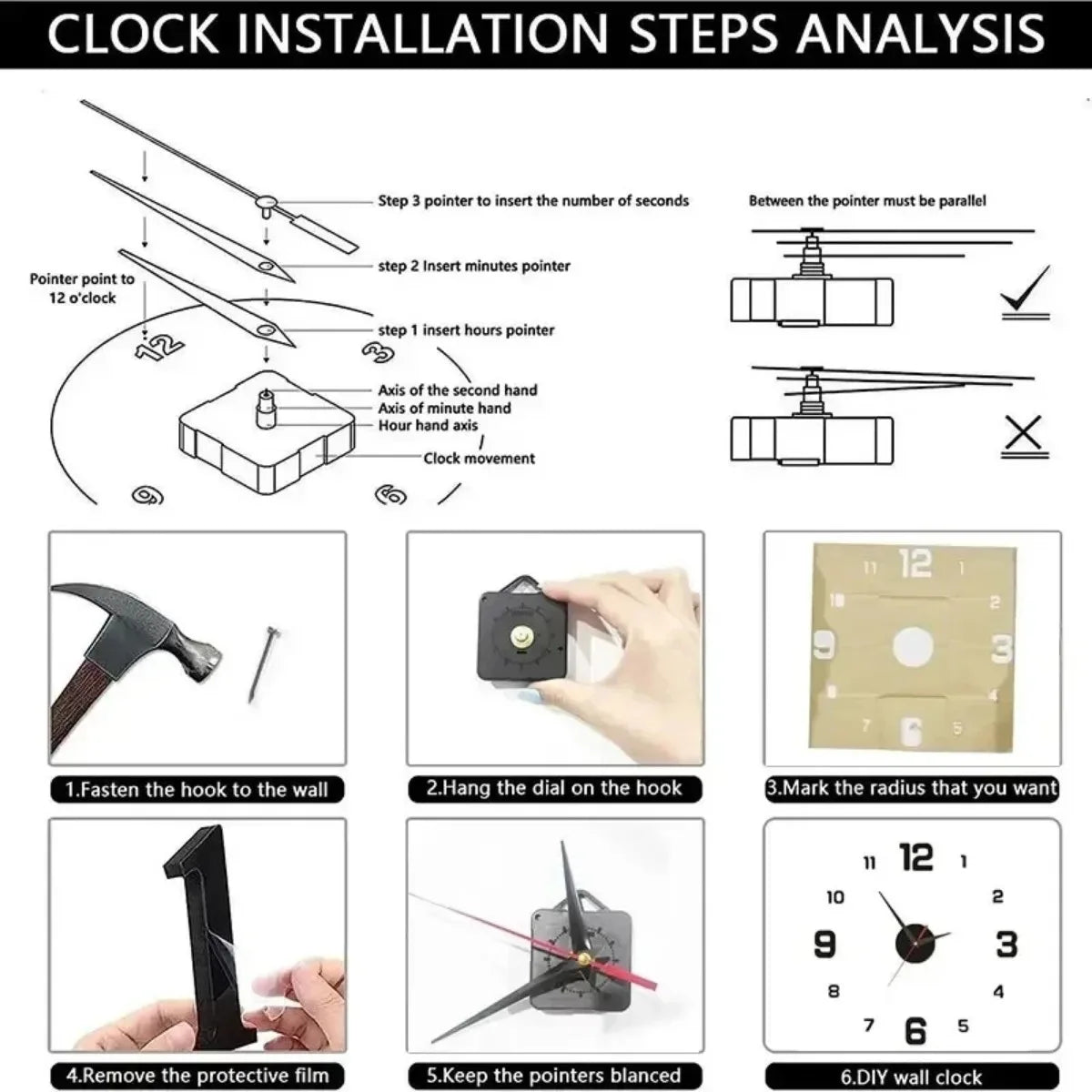 Creative Frameless DIY Wall Clock – Silent Clock for Living Room/Office