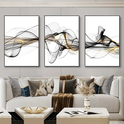 3-Piece Nordic Ribbon Abstract Landscape Wall Art – Canvas Painting