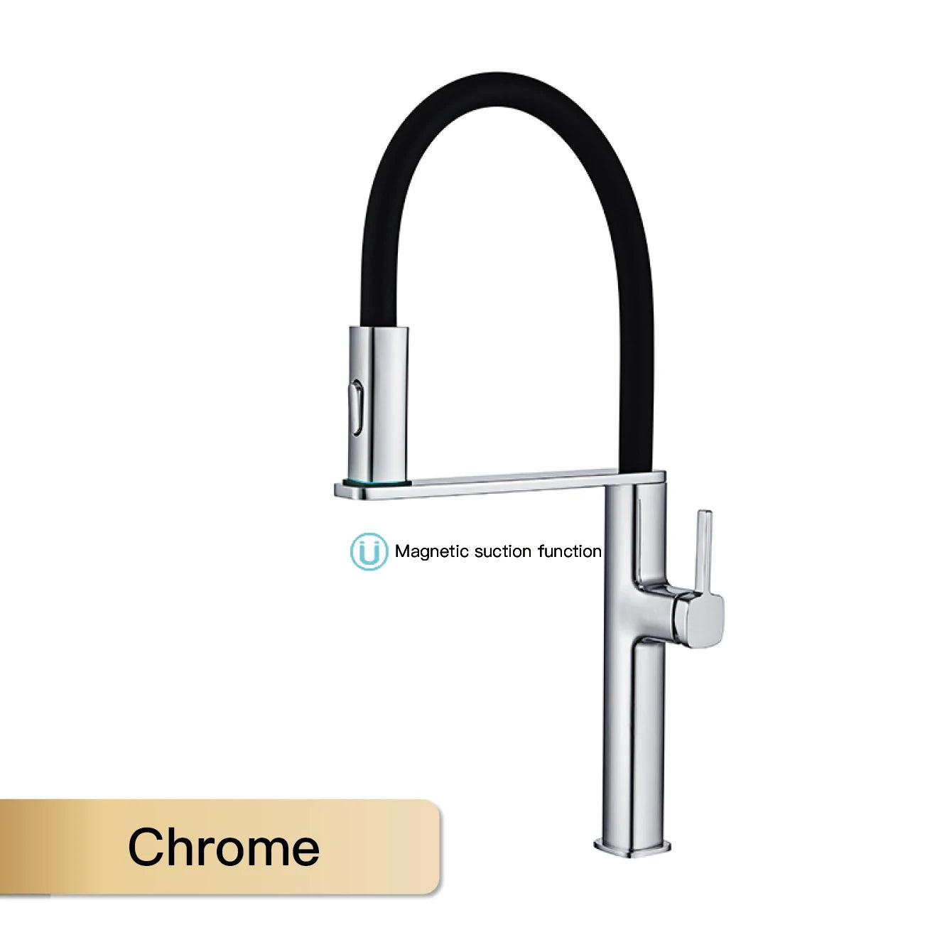 High-End Black Brass Kitchen Faucet with Magnetic Sprayer